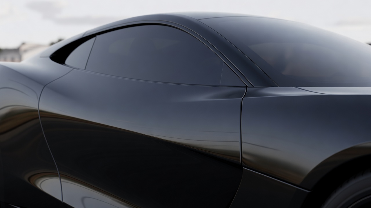 Sculpted vehicle bodywork in soft daylight showing how reflections reveal the surface finish